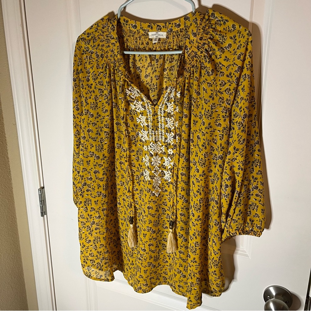 Mason & Belle Yellow Floral Blouse